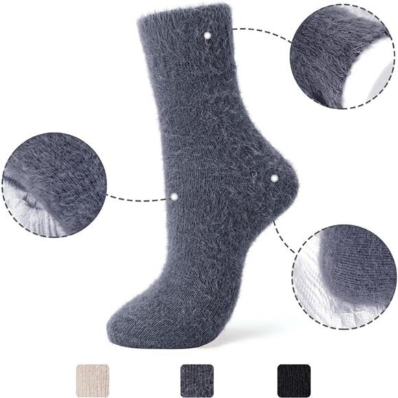 New 5 Pairs Fuzzy Soft Cozy Comfortable Socks for Women, Casual Sleep Comfy Sock - Picture 3 of 6